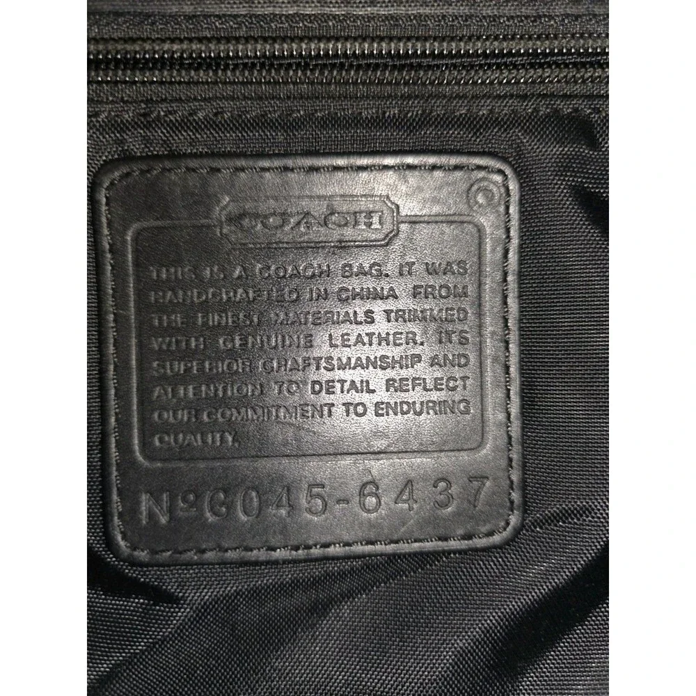 Coach Black Nylon Leather Trim Computer Messenger Tote Laptop Crossbody 6437 B